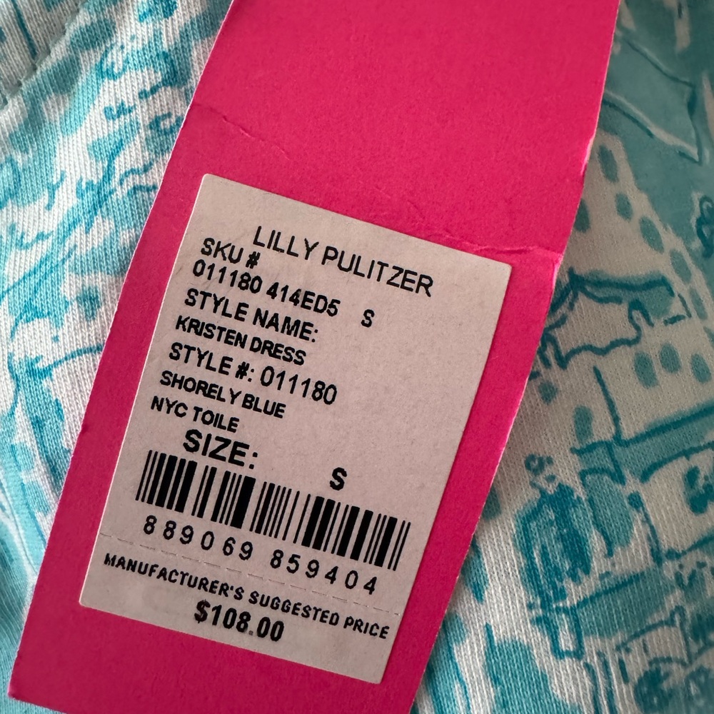 NWT LILLY  Pulitzer KRISTEN Shorely Blue NYC TOILE DRESS, S - Picture 4 of 8